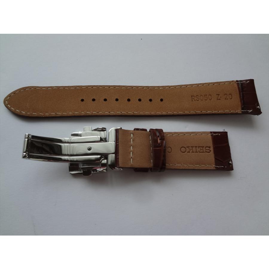 SEIKO 純正 腕時計バンド 20mm レザーベルト 茶色 ブラウン Dバックル