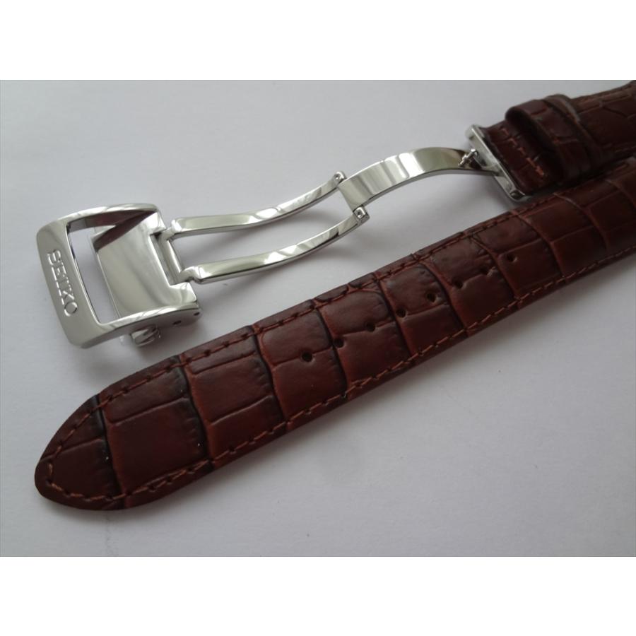 SEIKO 純正 腕時計バンド 20mm レザーベルト 茶色 ブラウン Dバックル