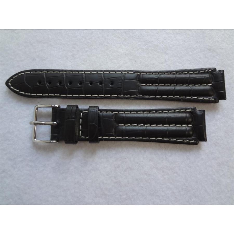 TIMEXタイメックス純正バンド 18mm レザーベルト 黒 黒色 ブラック/白