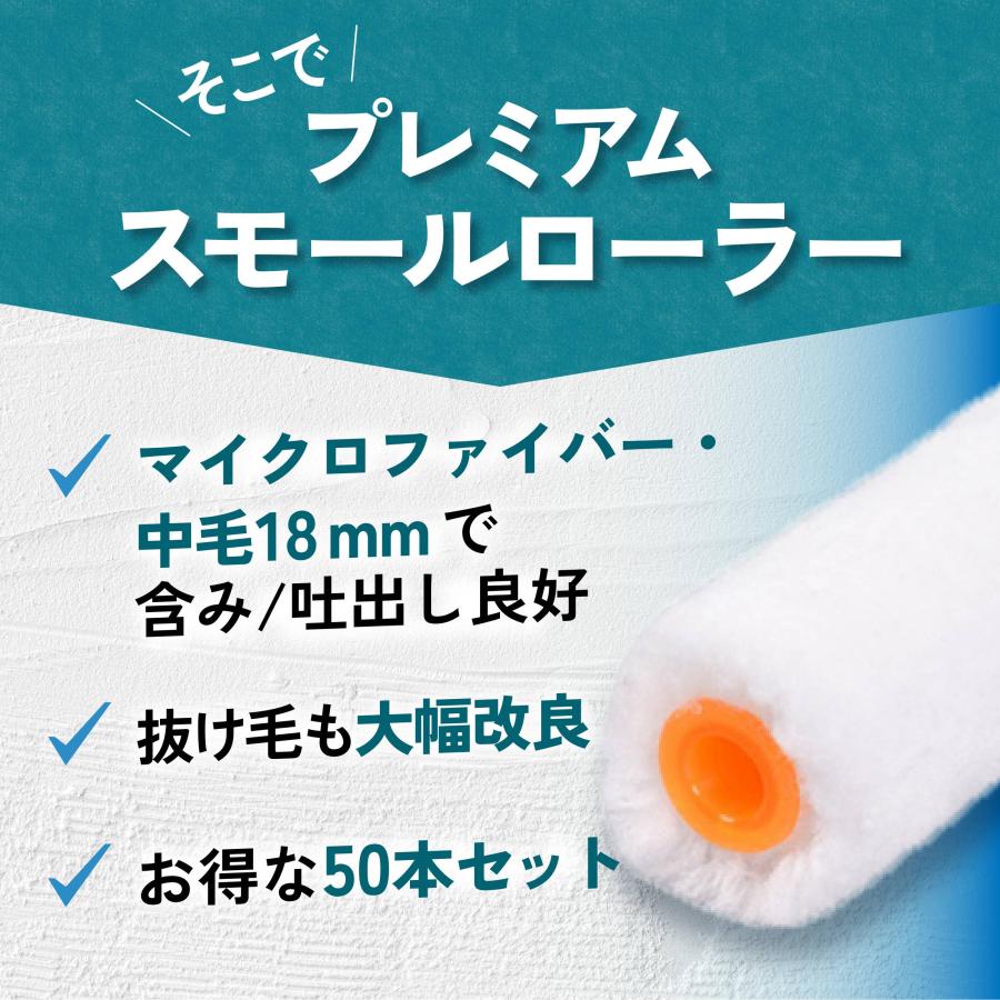 塗装 ローラー ペンキ スモール ペイント マイクロファイバー 50本 