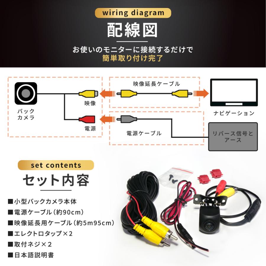 日本語説明書付き 汎用リアカメラ バックカメラセット 車載用カメラ