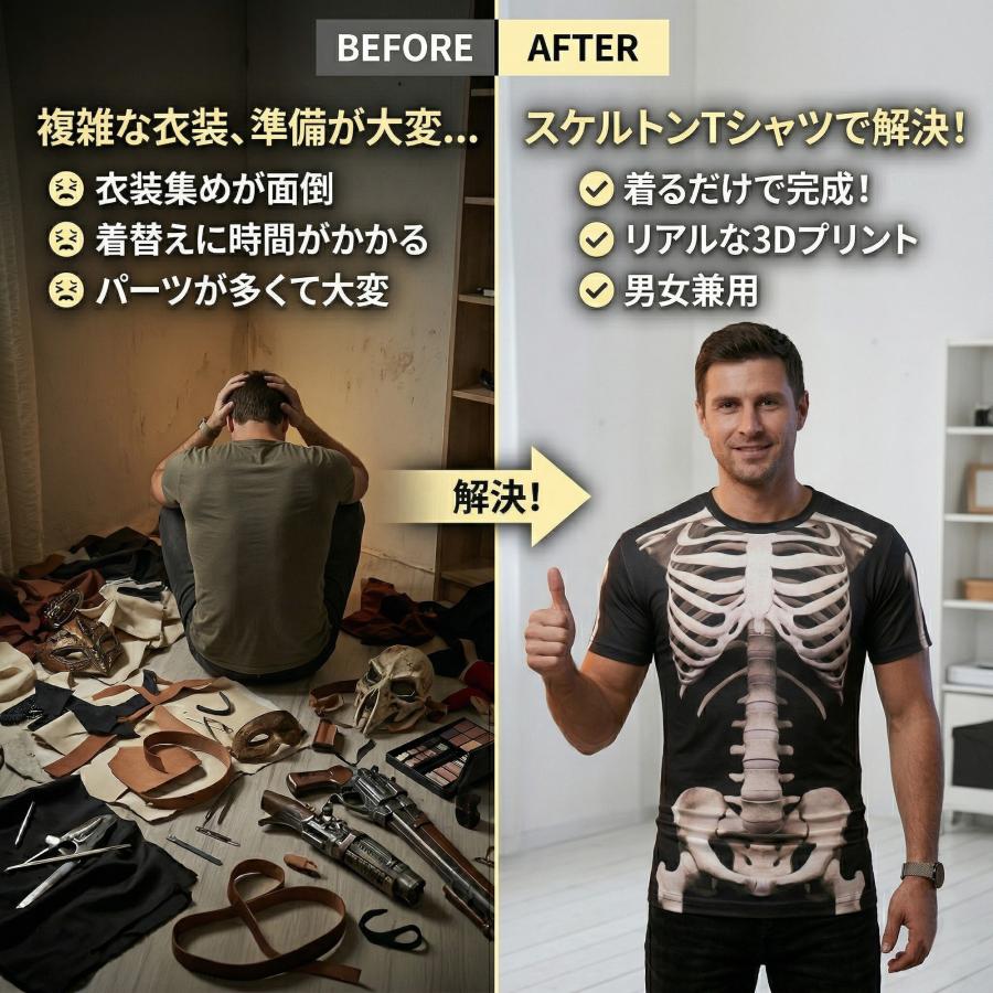 おもしろ Tシャツ 骸骨 骨 スケルトン コスプレ 衣装 ハロウィン 手袋 