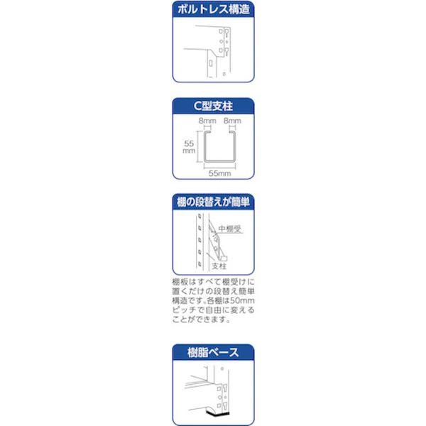 ＴＲＵＳＣＯ M5-6464 直送 代引不可 スチールラック M5型中量棚 1200×571×H1800 4段 単体 ネオグレー M56464_2