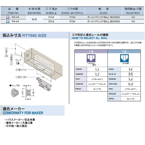 在庫 家研販売 KAKEN P4-V4 （PP）木製引戸用 調整戸車 P4型