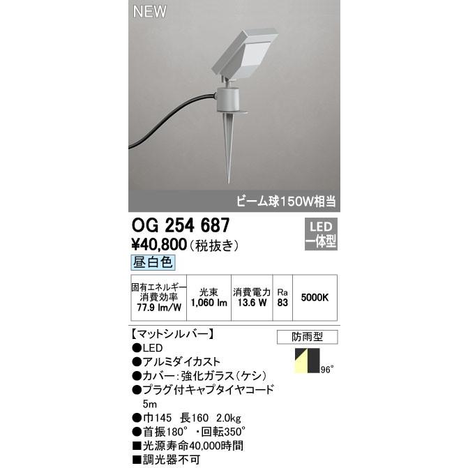 オーデリック ODELIC OG254687 LEDスポットライト エクステリアライト 防雨型 昼白色