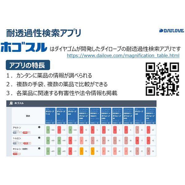 ＤＡＩＬＯＶＥ  DT1-N-L  化学防護手袋 化学防護手袋 ダイローブＴ１−Ｎ Ｌ ５双入り DT1NL｜edenki｜04