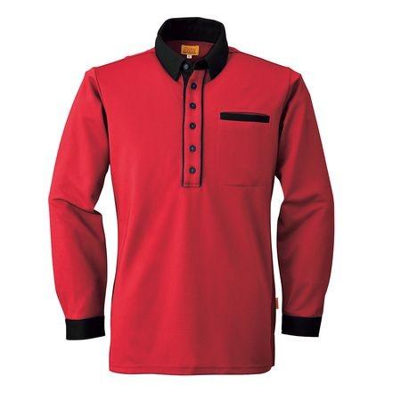 4930269005798 SMART WORK WEAR SW525 メンズ／レデイース長袖ポロシヤツ 色：ラストルージユXブラツク サイズ：LL