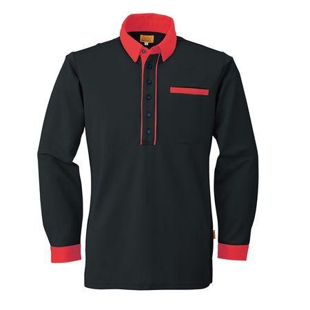 4930269017401 SMART WORK WEAR SW525 メンズ／レデイース長袖ポロシヤツ 色：ブラツクXラストルージユ サイズ：5L