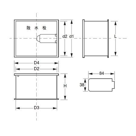 现货 アウス 4580504015152 SNS−3 190x235x130H ステンレス製散水栓BOX土間埋設型【蓋収納式】ホース口付【キャンセル不可】