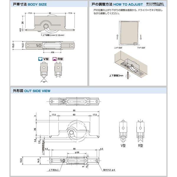 【予約受付中】【6月中旬頃入荷予定】家研販売 KAKEN 4983658125676 木製用 調整戸車 K5−V4｜edenki｜02