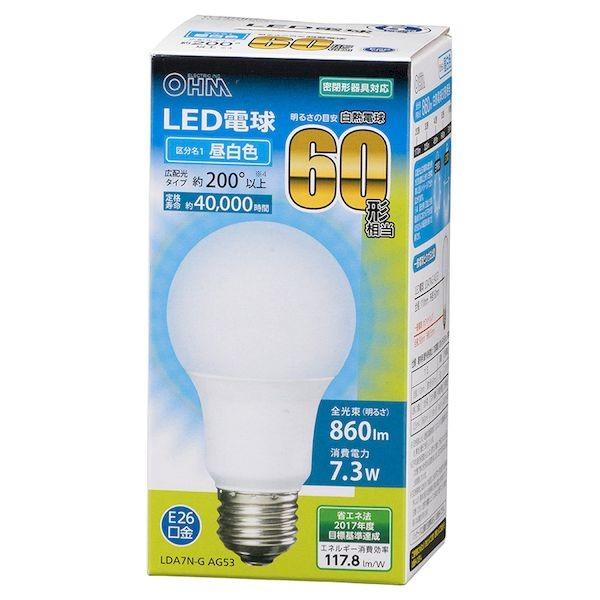 OHM（オーム電機） LDA7N-G AG53 LED電球（60形相当/860lm/昼白色
