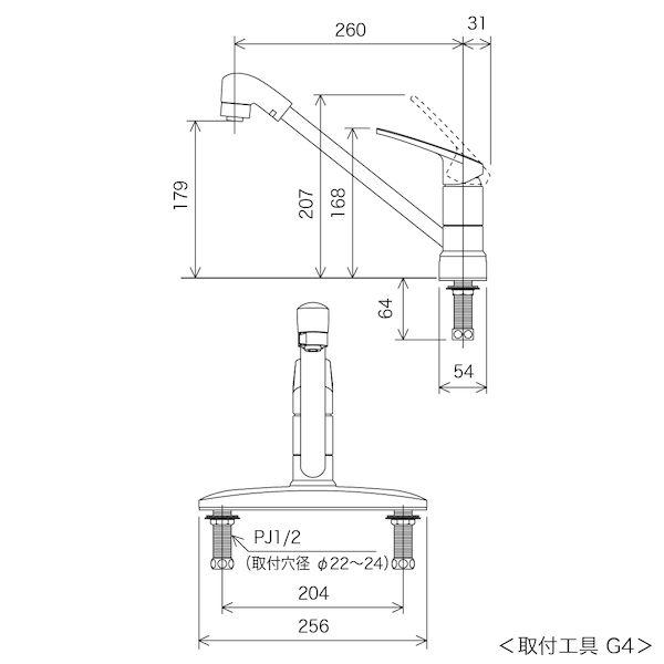 直送 代引不可・他メーカー同梱不可 KVK 4952490258040 KV KM5006TF 台付シングルシャワー付混合栓_4
