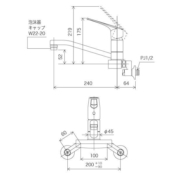 直送 代引不可・他メーカー同梱不可 KVK 4952490259252 KV KM5010TEC シングル混合栓 eレバー