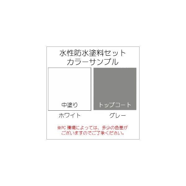 アトムハウスペイント 4971544230757 水性防水塗料8m2セット 既設防水・FRP防水下地塗り替え用（中塗りホワイト／上塗りグレー）_1