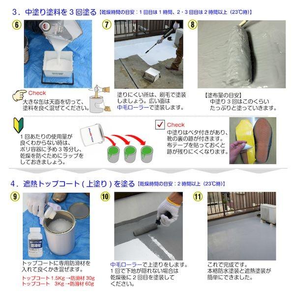 アトムハウスペイント 4971544230757 水性防水塗料8m2セット 既設防水・FRP防水下地塗り替え用（中塗りホワイト／上塗りグレー）_5