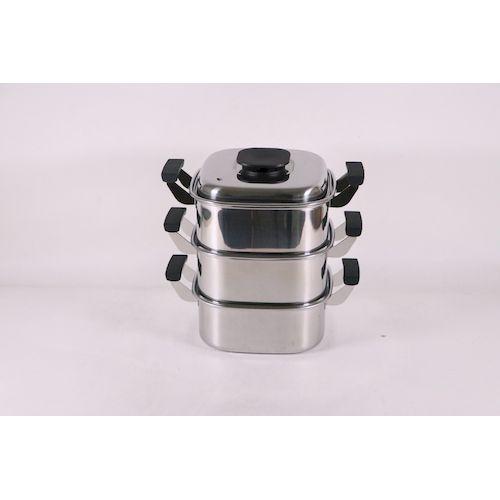 4589511091470 神子島製作所 PE 18−0角蒸器 3段24cm 240x240 桃印18-0  