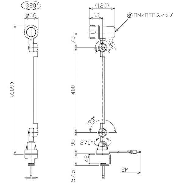日機 NLSS03CBT-AC クランプ固定式ＬＥＤスポットライト　４．５Ｗ　ＡＣ１００Ｖ NLSS03CBTAC_1