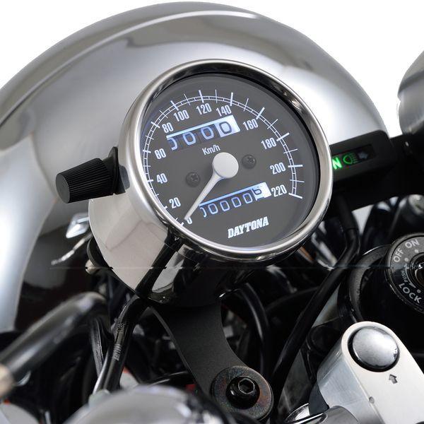 デイトナ DAYTONA 15634 デイトナ バイク用 機械式スピードメーター φ60 ホワイトLED照明 220km／h ステンレスボディ ブラッ_1