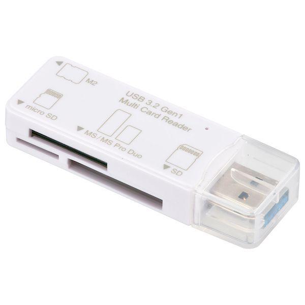 オーム電機 01-3968 USB Type−Aコネクタ接続 microSDカードリーダー 主要49メディア／USB3．2Gen1／ホワイト PC−SCRWU303−W 013968｜edenki