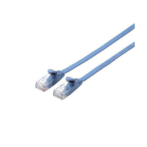 LD-GF2/BU10X5 直送 代引不可 5個セット エレコム LANケーブル／CAT6／フラット／10m／ブルー LDGF2/BU10X5