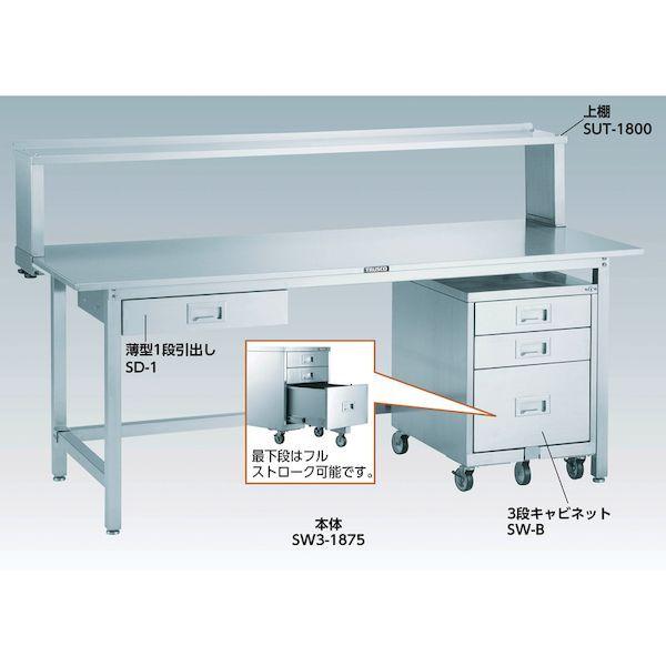 【個人宅配送不可】トラスコ TRUSCO SW3-1860SD1 直送 代引不可 SW3型オールステンレス作業台 1800X600 1段引出付 SW31860S_1
