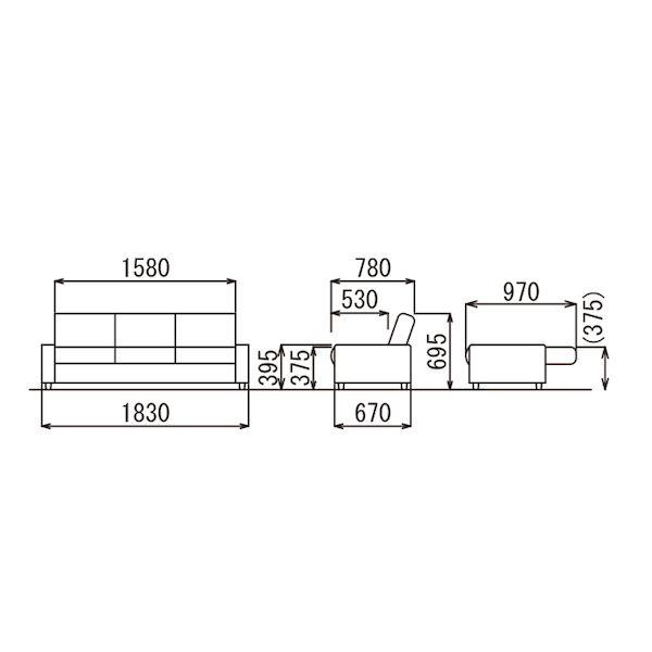 【個人宅配送不可】アイコ AICO RE-1813(F24)GR 直送 代引不可 応接ソファー・チェア アテッサソファーベッド 布張り 色：GR RE1813(F24)GR_1