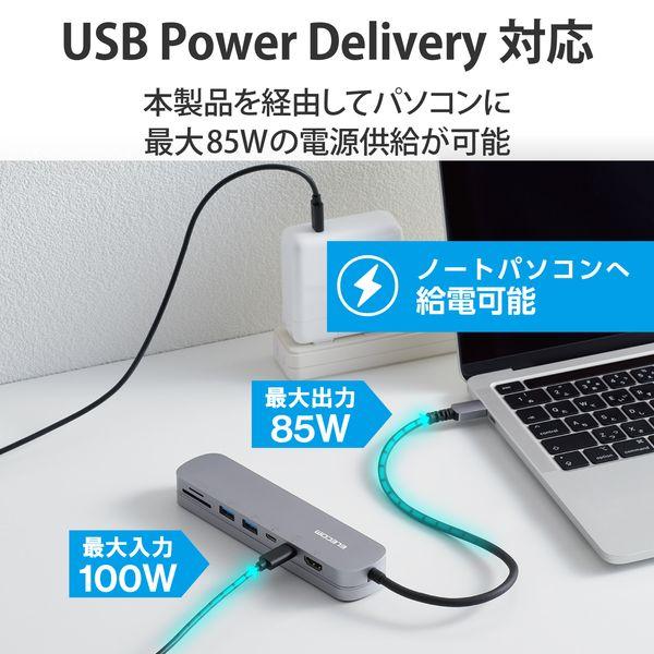 ELECOM エレコム DST-C20SV TypeCドッキングステーション ハブ 7−in−1 PD 100W出力 USB−C×2 USB−A×2 HDMI×1 SD＋microSD×1 シルバー DSTC20SV｜edenki｜05