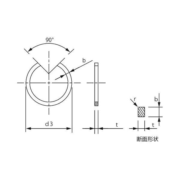 【個人宅配送不可】【個数：50個】ＳＵＮＣＯ 4548325992700 【50個入】 直送 代引不可 JIS同心止め輪 穴用 羽島製 穴なし 95_1