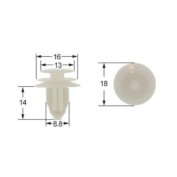 【個人宅配送不可】【個数：100個】ＳＵＮＣＯ 4550186581764 【100個入】 直送 代引不可 カークリップ ドアトリム T−010｜edenki｜02