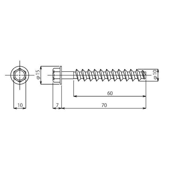 【個人宅配送不可】ＳＵＮＣＯ 4550186674916 【100個入】 直送 代引不可 ジオメット SUS410アスファルト用ネジアンカー 10X70X60_1