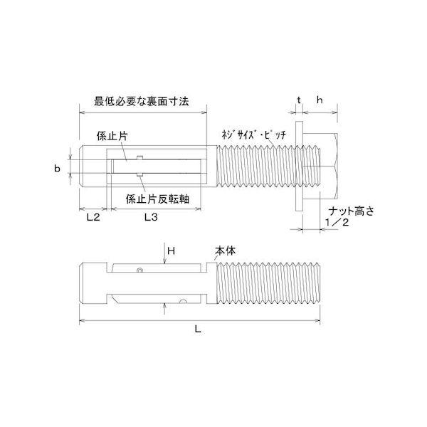 【個人宅配送不可】ＳＵＮＣＯ 4550534771533 【40個入】 直送 代引不可 ステンめっき NEWフリップボルト NFB−M12X70_1