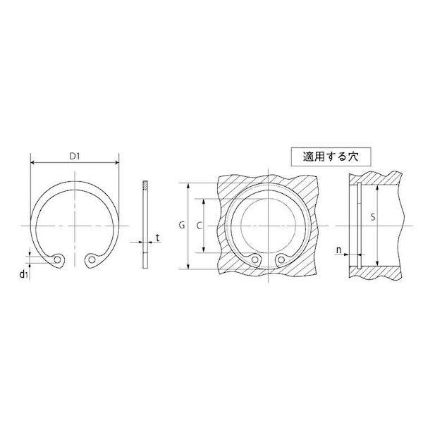 【個人宅配送不可】【個数：1000個】ＳＵＮＣＯ 4942131660226 【1000個入】 直送 代引不可 C型止め輪 穴用 磐田電工製JIS規格 JIS O−25_1
