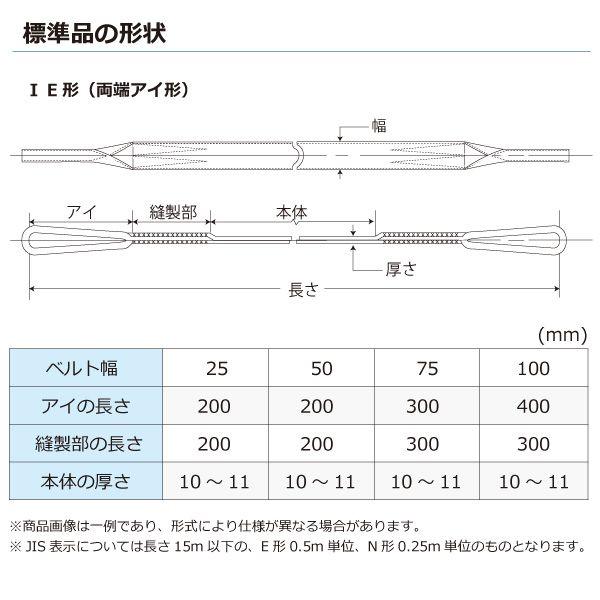 シライ C1E-75X9.0 直送 代引不可 ケミカルスリング C1E 両端アイ形 1．6ton 幅75mm 長さ9m C1E75X9.0_1