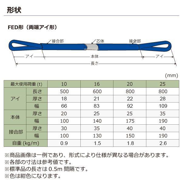 【個数：1個】シライ FED10T×9M 直送 代引不可 シライマルチスリングLIGHT FED 両端アイ形 10ton 幅66mm 長さ9m_1