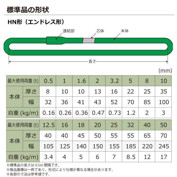 シライ HN-W320X2.5 直送 代引不可 シライマルチスリング HN エンドレス形 32ton 幅185mm 長さ2．5m HNW320X2.5_1