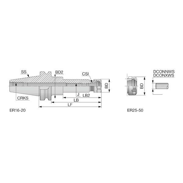 【個数：1個】タンガロイ BT40ER20X150 直送 代引不可 BT−ER collet chuck