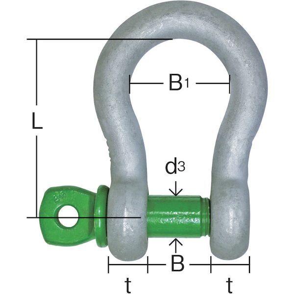 あすつく対応 「直送」 大洋製器工業 GPB6.5T グリーンピンスタンダードシャックル バウ・捻込 ６．５ｔ ３３００３４９ 331-3671｜edenki｜02