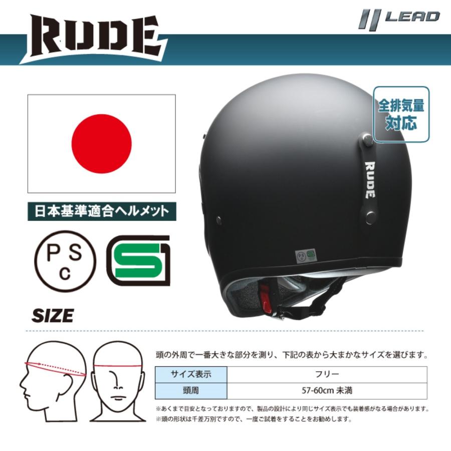 リード工業 4952652150991 ヘルメット RUDE マットブラック 4952652150991_7