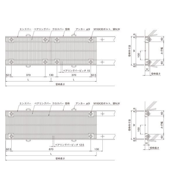 【個人宅配送不可】ニムラ PKT-S 750-5.5(T-25/T-20) 直送 代引不可 鋼板製グレーチング 横断溝用 細目ボルト固定式 騒音低減用 PKT−_1