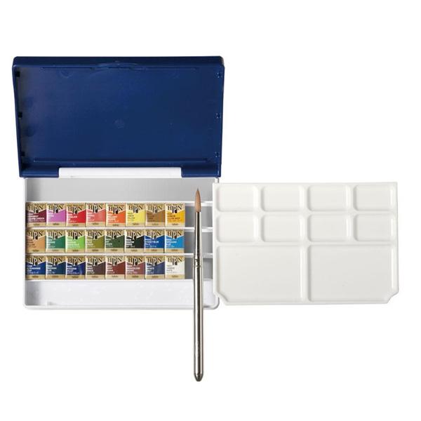 ホルベイン パンカラー PN697 24色セット パームボックス プラス 固形水彩絵具 水彩絵具セット 水彩 絵具 コンパクト 携帯用 パレット付きの画像