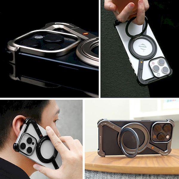 HR26884I15 直送 代引不可 HACRAY ハクライ 360 RingStandバンパー for iPhone15 アルミ・シルバー |  | 04