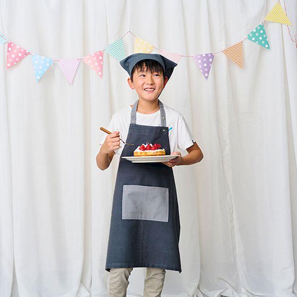 REP-548721X5 直送 代引不可 5セット レップ キッズエプロン ”メイト” 3Pセット 身長130〜150cmのお子様向け ライトグレーの画像