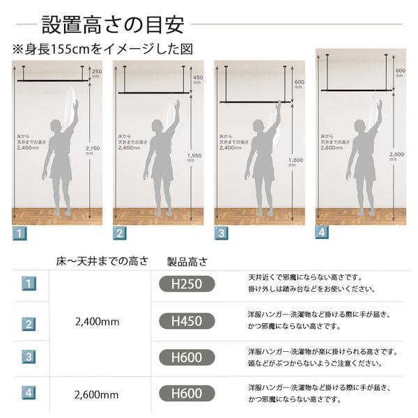 ＴＯＳＯ 30020005 ランドリーバー LB−1 物干金物・竿セット WH ホワイト Mサイズ 250mm 室内物干し金物 天井付