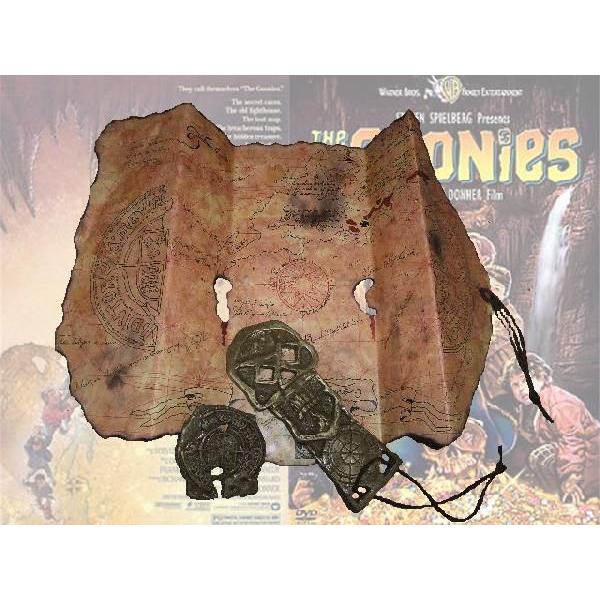 US直輸入!「グーニーズ」宝の地図＆メダリオン＆骨の鍵 “海賊の宝探し”３点セット プロップレプリカ