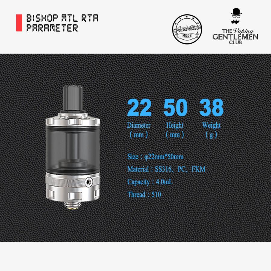 Ambition Mods Bishop MTL RTA 22mm 4.0ml アンビションモッズ