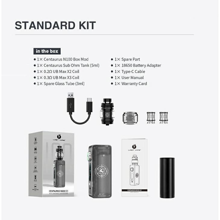 Lost Vape Centaurus N100 Mod Kit with Centaurus Sub Ohm Tank 5ml ロスト ベイプ ケンタウルス ベイプ 電子タバコ vape 本体 [F-15] |  | 09