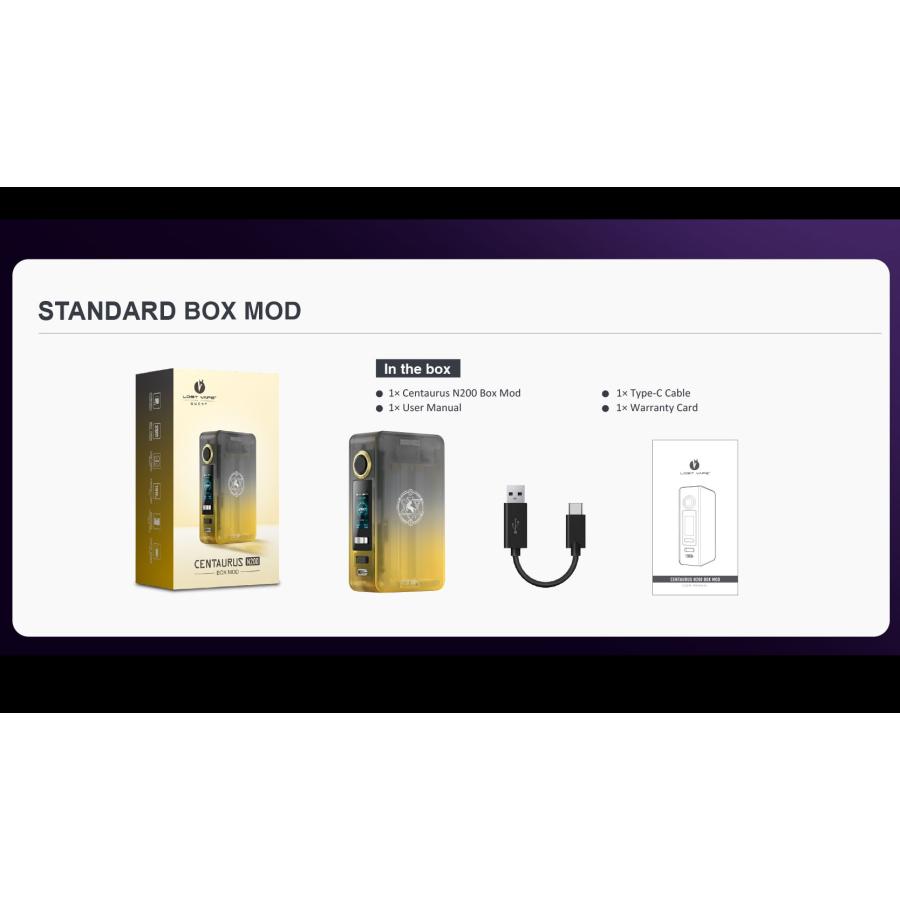 Lost Vape Centaurus N200 Box Mod 200W 本体のみ ロストベイプ 本体 電子タバコ vape ベイプ モッド モット テクニカル 18650バッテリー駆動 [P-19] |  | 07