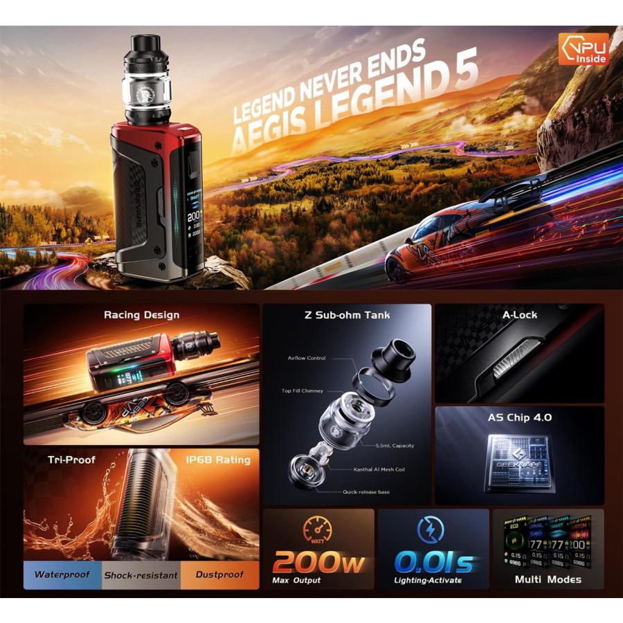 Geekvape Aegis Legend 5 Mod Kit アトマイザーセット ギークベイプ イージスレジェンド5 vape 本体 ベイプ 18650バッテリー駆動 [C-103] |  | 01