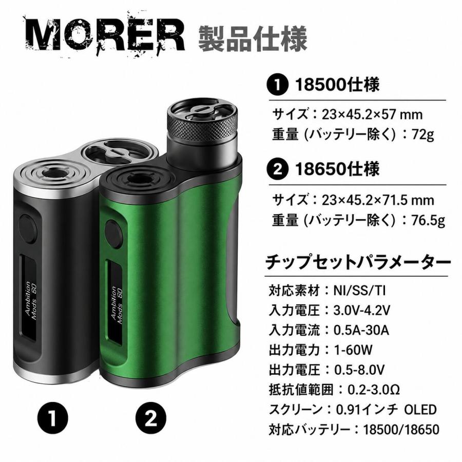 Ambition Mods Morer SBS Box Mod  モーラー アンビション ステルスモッド vape 本体 ベイプ mod 本体 アンビションモッズ 電子タバコ [M-0] |  | 02