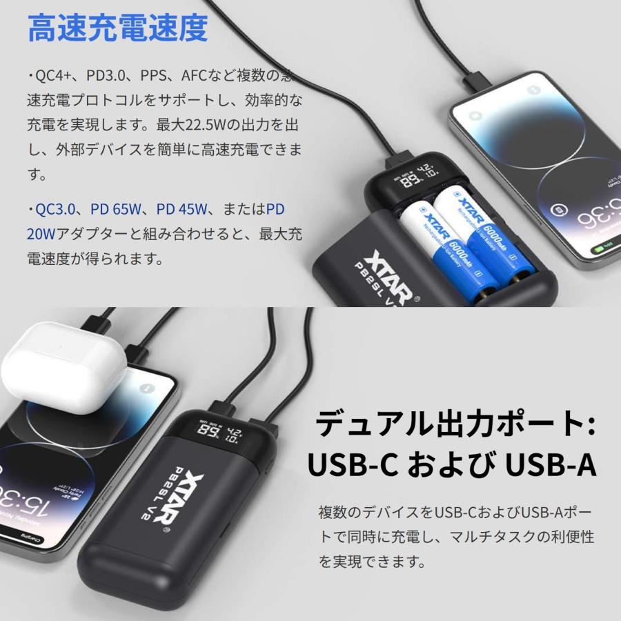 XTAR PB2SL V2 リチウム電池 充電器 パワーバンク機能 18650 18700 20700 21700 対応 急速USB充電 バッテリーチャージャー [X-84] |  | 01